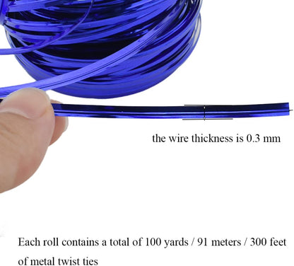 HAHIYO 100Yards/300Feet/91M Blue Metal Twist Ties Bread Candy Coffee Bag Ties Plant Garden Twist