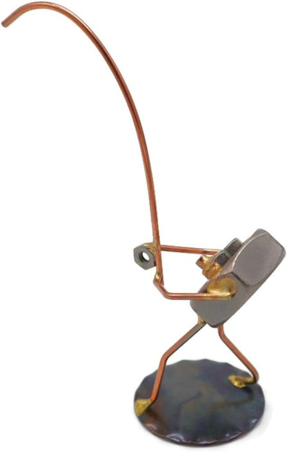 Fishing Nut Collectible Handmade Metal Art Figurine, Desk Accessories, Trophy, Boss Gift, Home