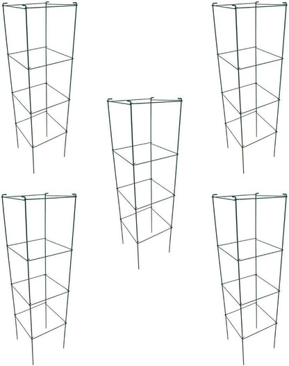 MTB Green Square Folding Tomato Cage Plant Support Tower 12 inch by 46 inch, Pack of 5 Sets