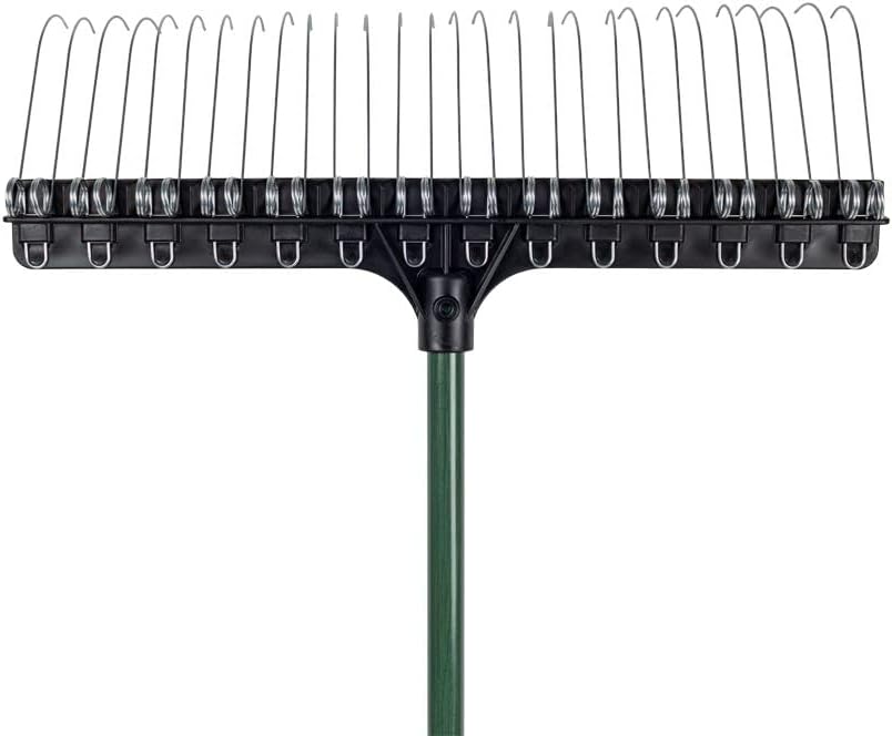 THE GROUNDSKEEPER II Rake 55-inch Lightweight Fiberglass Handle, 21-inch Head, Durable Steel Tines