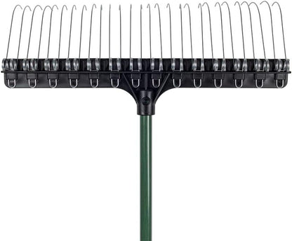 THE GROUNDSKEEPER II Rake 55-inch Lightweight Fiberglass Handle, 21-inch Head, Durable Steel Tines