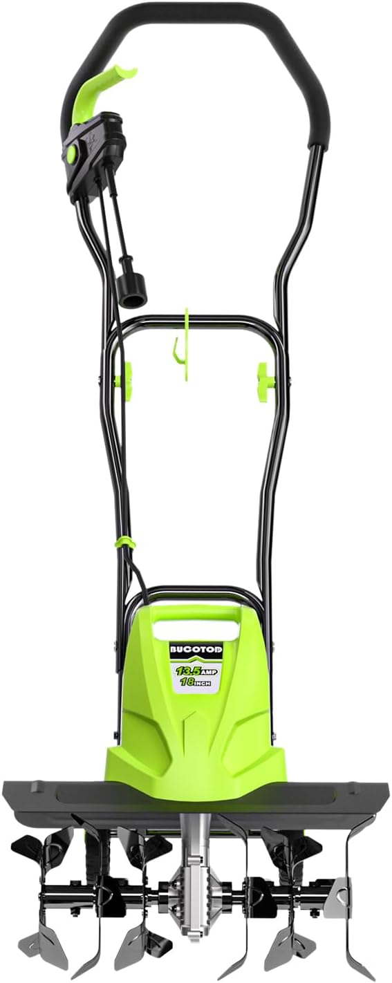 18-Inch 13.5 Amp Tiller/Cultivator with 6 Steel Tines, 3-Adjustable Wheels, Foldable Handle, 8''