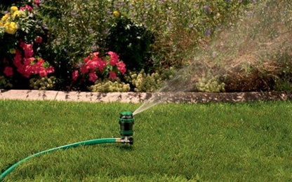 Orbit H2O-Six Gear-Drive Sprinkler on Metal T-Spike - Customizable Lawn Watering Coverage