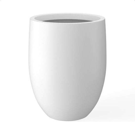 Kante 21.7" H Snow White Concrete Tall Planter, Large Outdoor Indoor Decorative Pot with Drainage