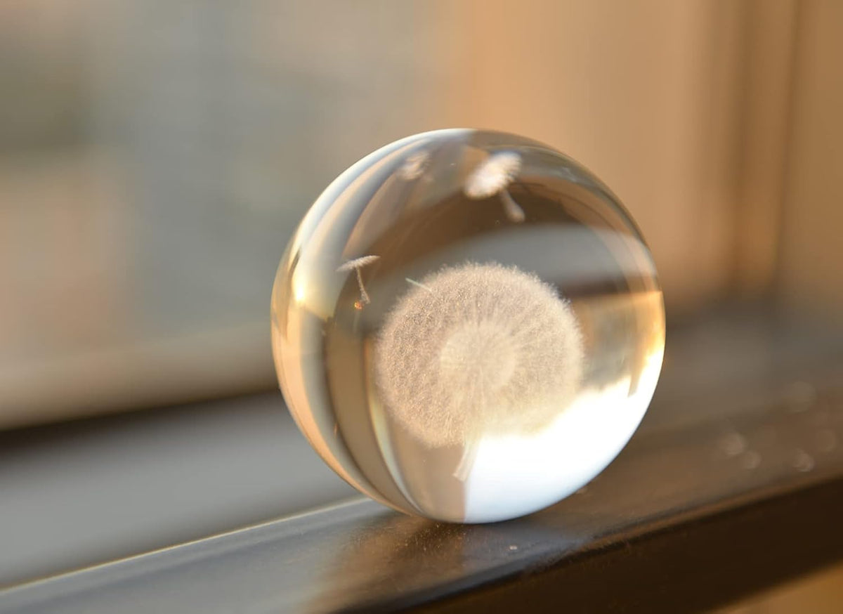 Crystal Ball Glass Globe Decor - Sphere with Stand & Gift Box, Clear Decorative Globe, 3D Crystal