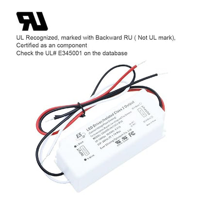 UL Recognized 24V LED Driver Dimmable, 120V to 24 Volt Transformer Triac Dimming Power Supply IP67