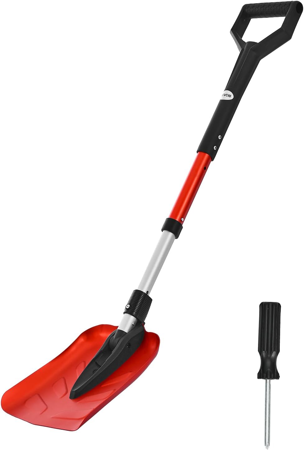 VEVOR Snow Shovel for Driveway, 9 in Foldable Snow Shovel with D-Shaped Handle, 36-40 in