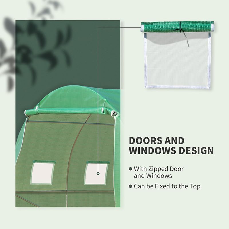 Outsunny 10' x 10' x 6.5' Walk-in Tunnel Hoop Greenhouse, Polyethylene PE Cover, Steel Frame