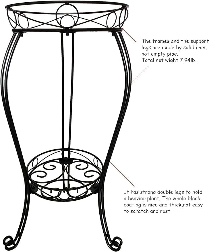 28.4 inches Tall Metal Plant Stand 11.8 Dia for Indoor or Outdoor use,2 Tier Heavy Duty Flower Pot