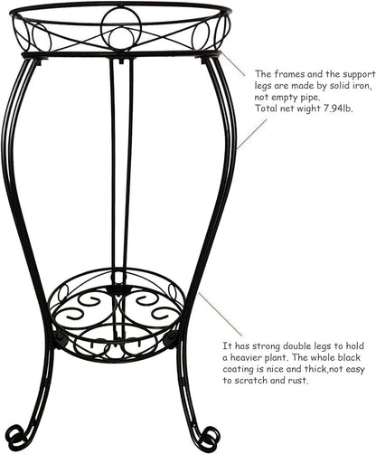 28.4 inches Tall Metal Plant Stand 11.8 Dia for Indoor or Outdoor use,2 Tier Heavy Duty Flower Pot