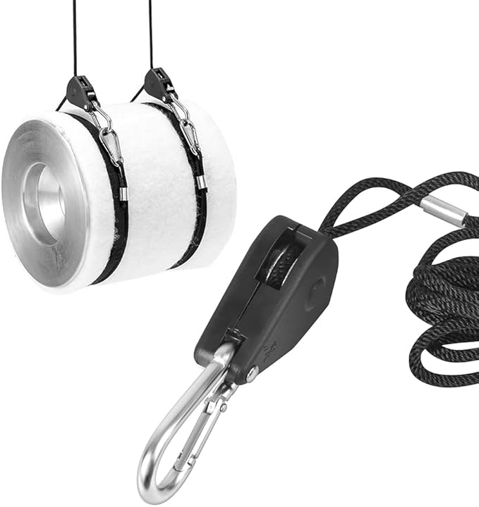 4 Pairs 1/8 Inch Adjustable Heavy Duty Ratchet Hanger Grow Light Fixtures Rope Clip Hangers Hanging