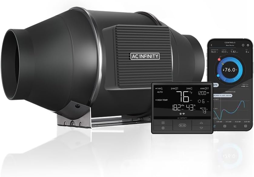 AC Infinity CLOUDLINE PRO T4, Quiet 4” Inline Duct Fan with Temperature Humidity VPD Controller