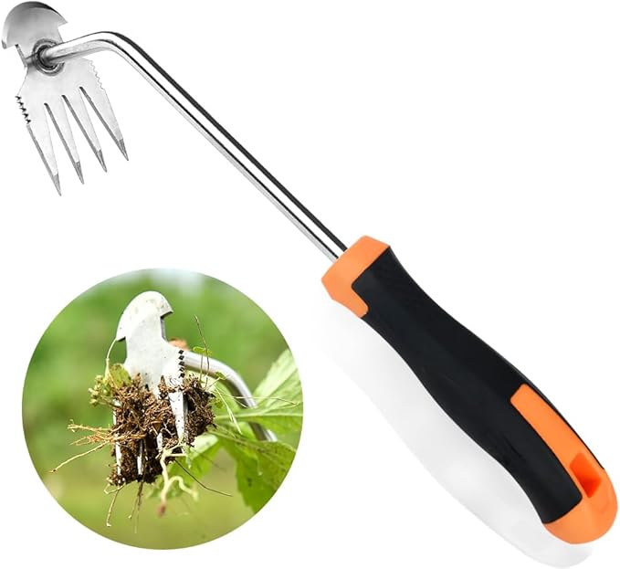 Weed Puller Tool，2024 New Garden Weeder Tool Stainless Steel Hand Weeder Tool,4 Teethes Dual