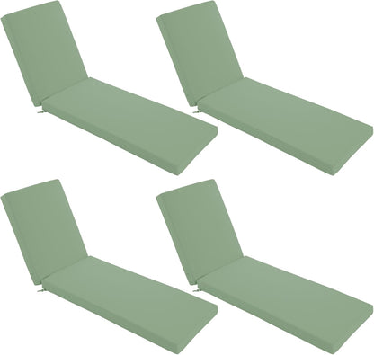 Chaise Lounge Cushions Outdoor Set of 4 - Waterproof and Fade Resistant Sun Lounger Replacement
