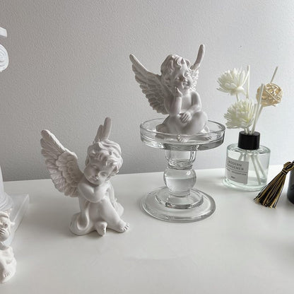YUEOECOR 2PCS Cherubs Angels Resin Garden Statue Figurine, Adorable Angel Sculpture Memorial Statue