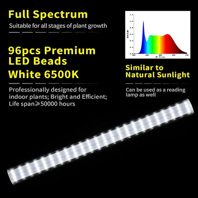 JCBritw Standing LED Grow Light，Adjustable T12 Bar Plant Light, White 6500K Full Spectrum Plant