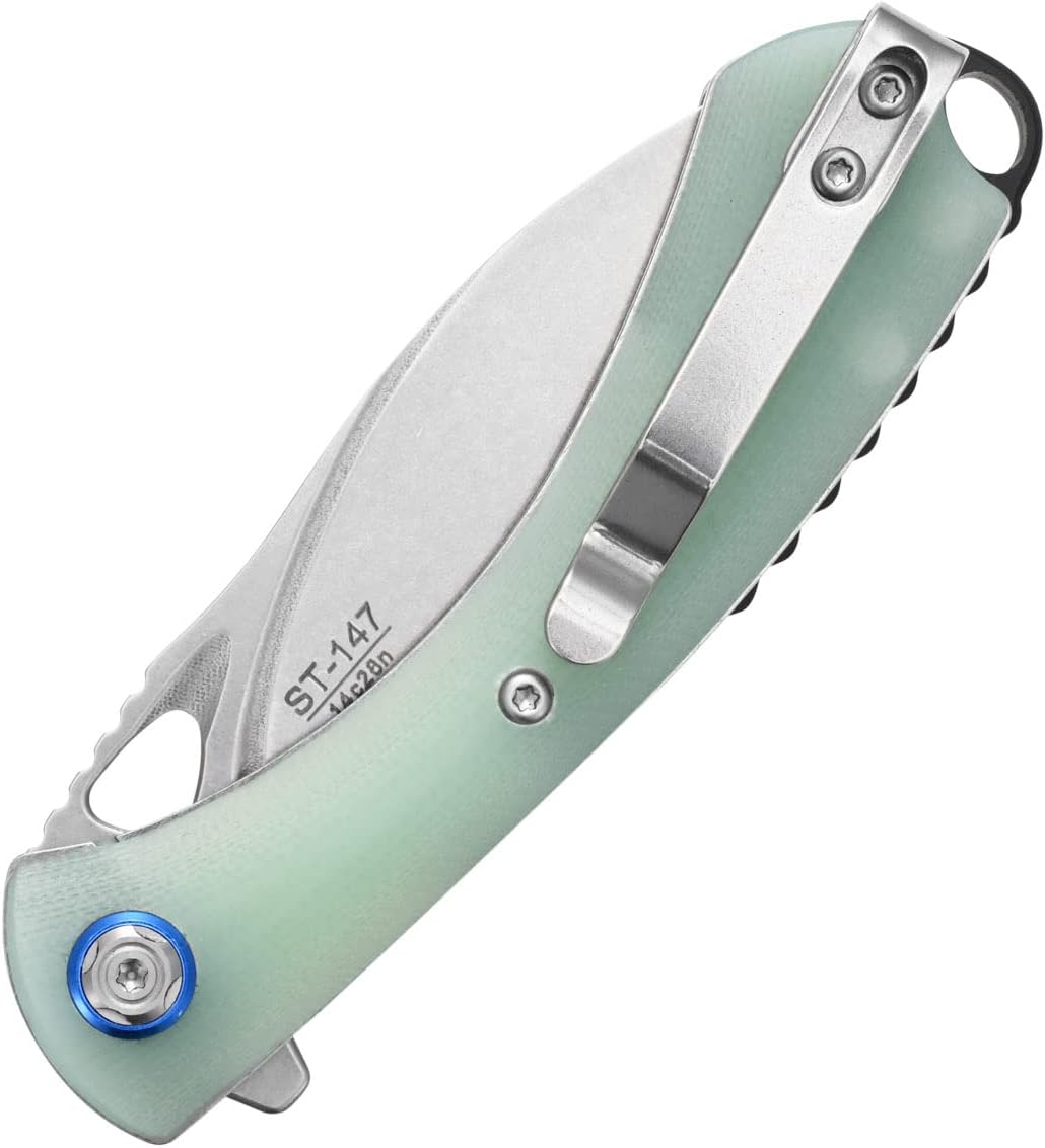 Sitivien ST147 Folding Pocket Knife,14C28N Steel Blade with G10 Handle Utility Knife EDC Tool Knife