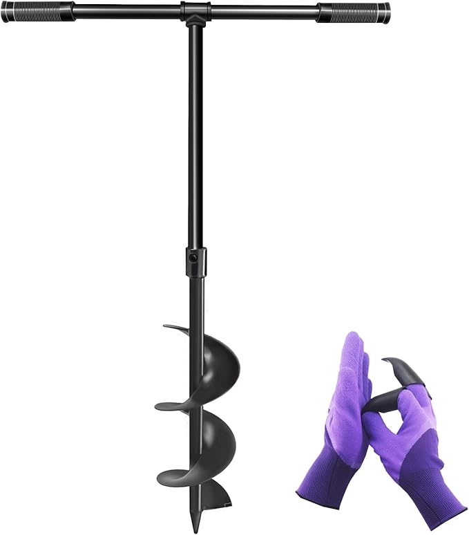 LONGRUN Manual Garden Hole Digging Drill Bit, Hand Drill Auger Post Hole Digger for Planting