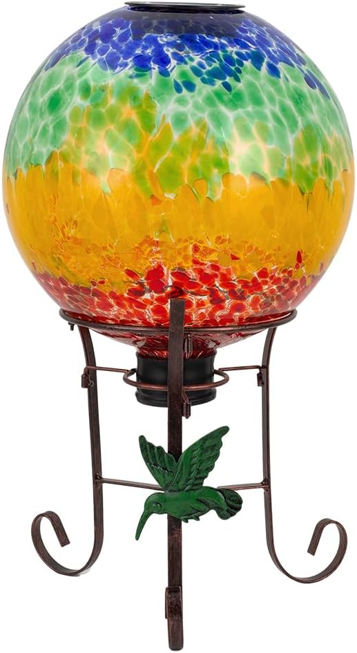 Stargarden Solar Powered Gazing Ball, 10 Inch Glass Gazing Globe, Decorative Gazing Balls with