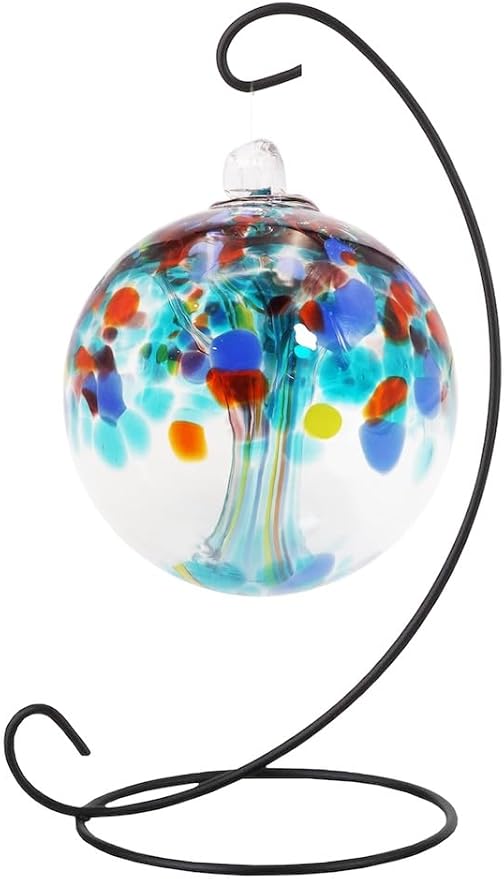 Dale Tiffany AC25003-D3 Rainbow Tree of Life Hand Blown Art Glass Ornament Witch Globe Gazing Ball