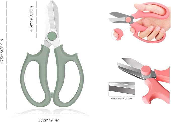 Leize Flower Scissors, Premium Thickened Stainless Steel Floral Shears, Strong Pruner for Flowers