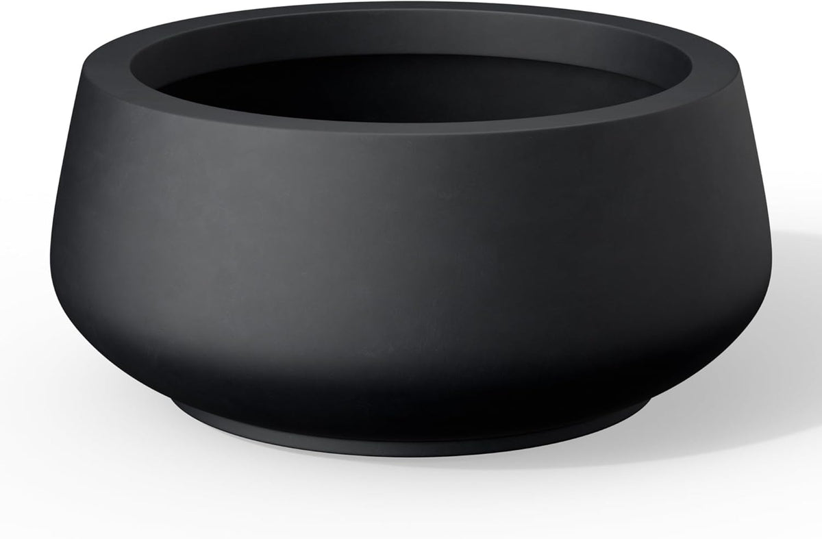Kante 12.5" Dia Round Concrete Bonsai Planters, Outdoor Indoor Garden Plant Pot with Drainage Hole