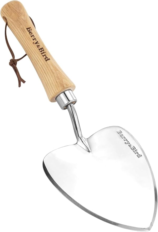 Berry&Bird Perennial Trowel, Oversized Garden Potting Trowels with Sharp Blade Wood Hand Shovel