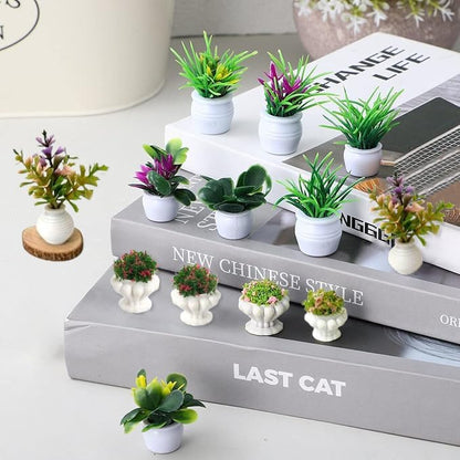 Dollhouse Plants and Flowers, 24Pcs, Miniature Bonsai Plants, Mini Potted Plants, Models Tiny Fake