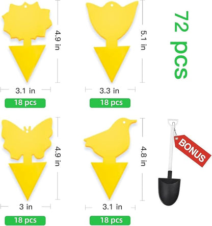 72 Pcs Classic Sticky Traps for Fungus Gnat (Plants), Flying Insect, Whitefly and Fly, Yellow
