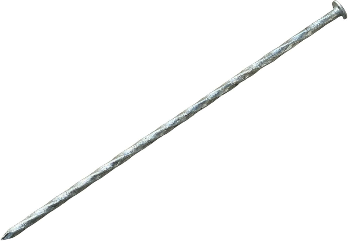 Sandbaggy 12" Heavy Duty Galvanized Artificial Turf Stakes - Spiral Landscape Nails - Ground