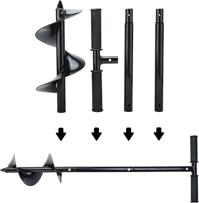 Garden Auger Drill Bit 5.9"x33", Large Hand Auger Drill for Planting, Post Hole Digger Manual Auger