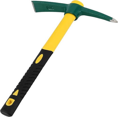 17.7 Inches Pick Mattock Hoe with Fiberglass Handle, Forged Steel Garden Tool Weeding Pick Axe for