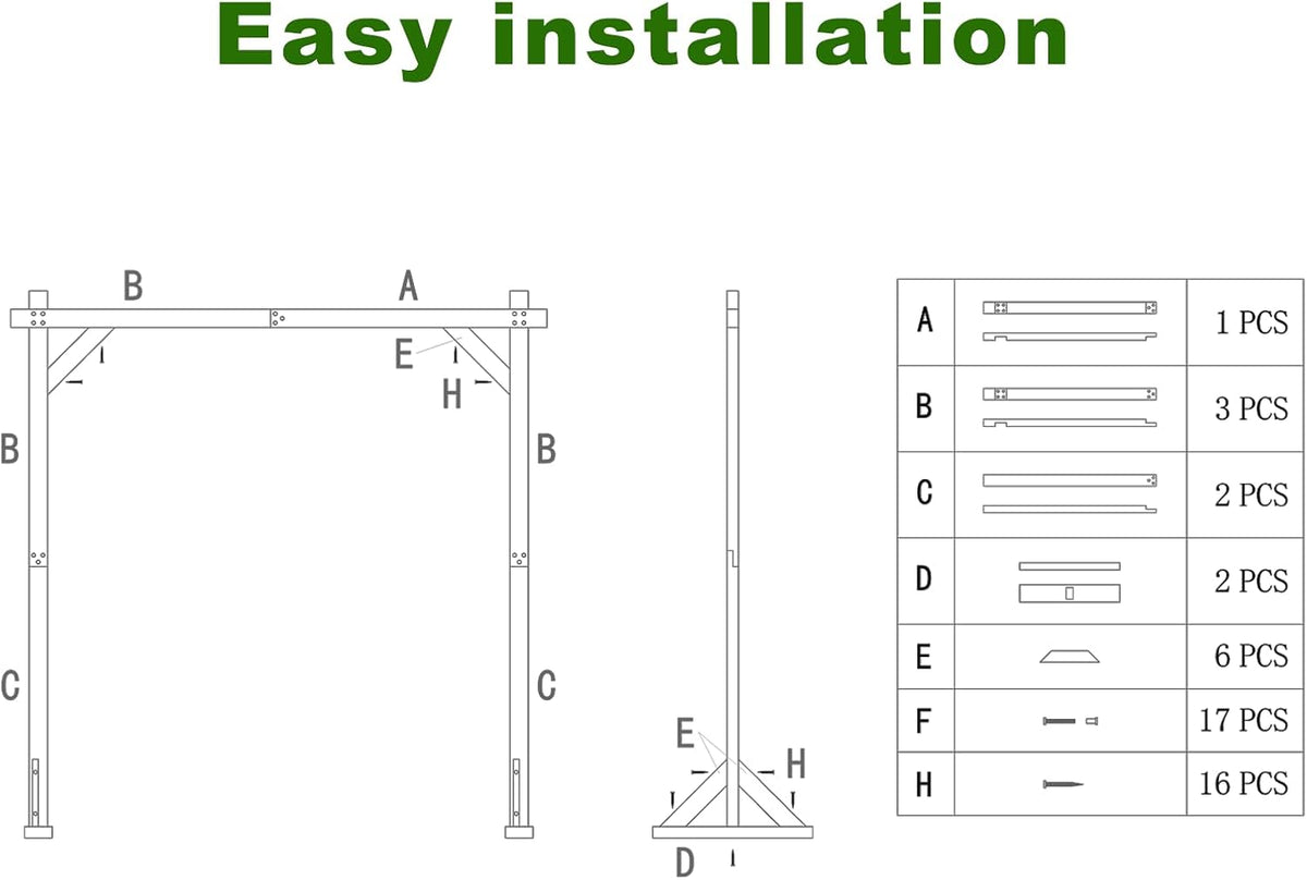 7.3FT Wooden Wedding Arch Stand Square Wood Arch Wedding Arbor for Ceremony Party Proposal Scene