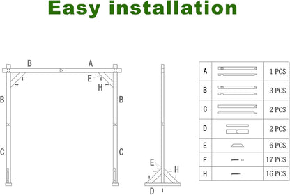 7.3FT Wooden Wedding Arch Stand Square Wood Arch Wedding Arbor for Ceremony Party Proposal Scene