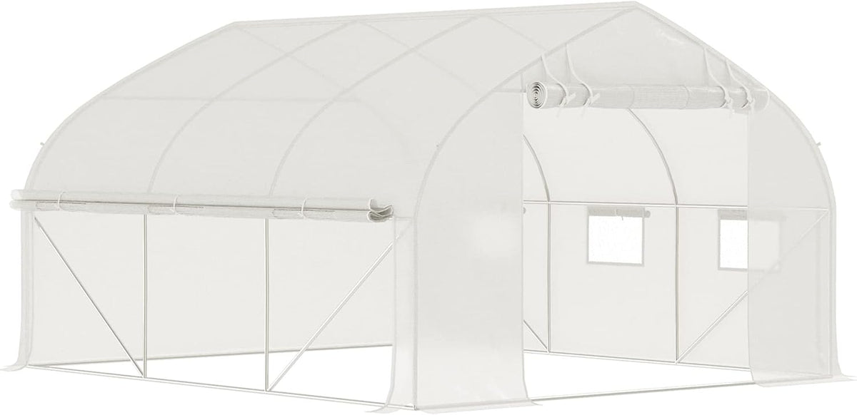 Outsunny 11.5' x 10' x 6.5' Walk-in Tunnel Greenhouse, Green House with Zippered Mesh Door, 7 Mesh