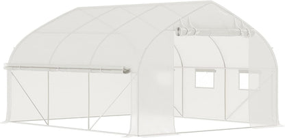 Outsunny 11.5' x 10' x 6.5' Walk-in Tunnel Greenhouse, Green House with Zippered Mesh Door, 7 Mesh