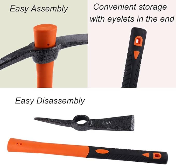 Mattock Hoe Pick Axe with Heavy Duty Forged Adze and Ergonomic Non-Slip Handle 15-inch for