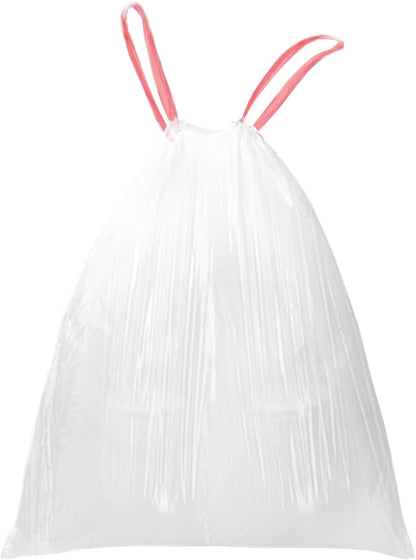 5 Gallon Trash Bags Drawstring, Pack of 42, Small Garbage Bags, 50x61cm, 8g/pcs, Unscented, White