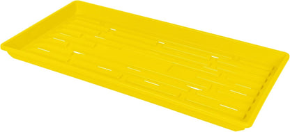 SUNPACK 10" x 20" Heavy Duty Shallow Plastic Seed Starting Tray, Yellow, 1" (Pack of 10) - Lined