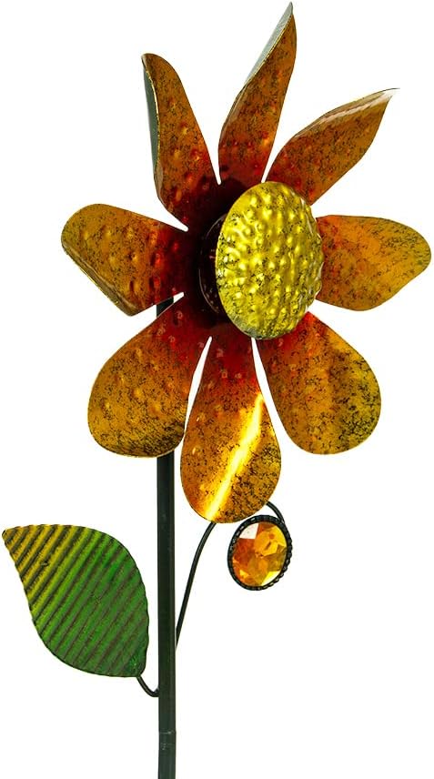 2Pack Garden Wind Spinners,Metal Wind Sculptures Outdoor Windmill Flower Pinwheel Decorations for