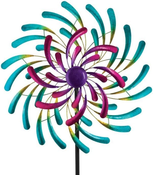 Regal Art & Gift Wave Wind Spinner – Metal Yard Decorations Outdoor | Kinetic Garden Spinner for