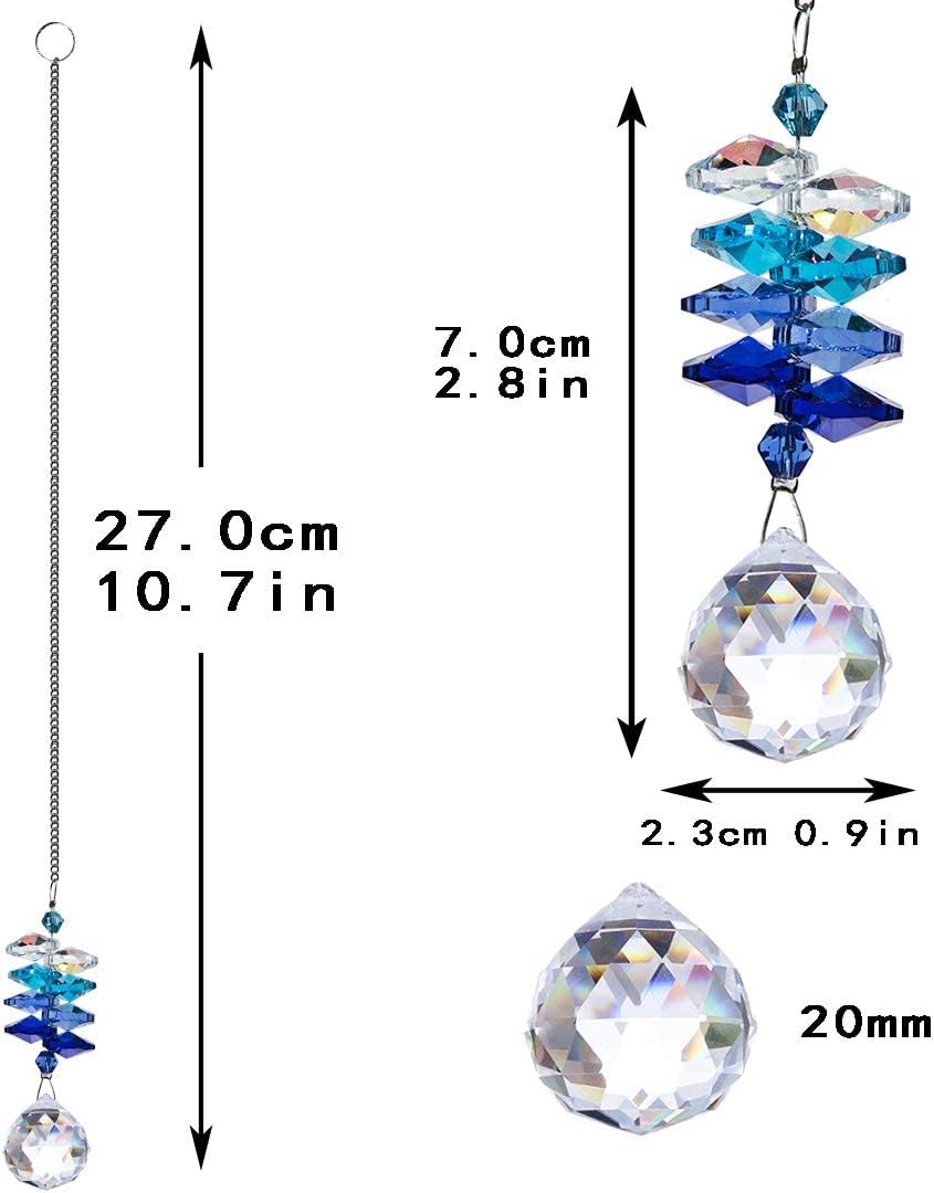 HDCRYSTALGIFTS 4PCS Crystal Hanging Sun Catchers for Window Indoor Rainbow Maker Suncatchers