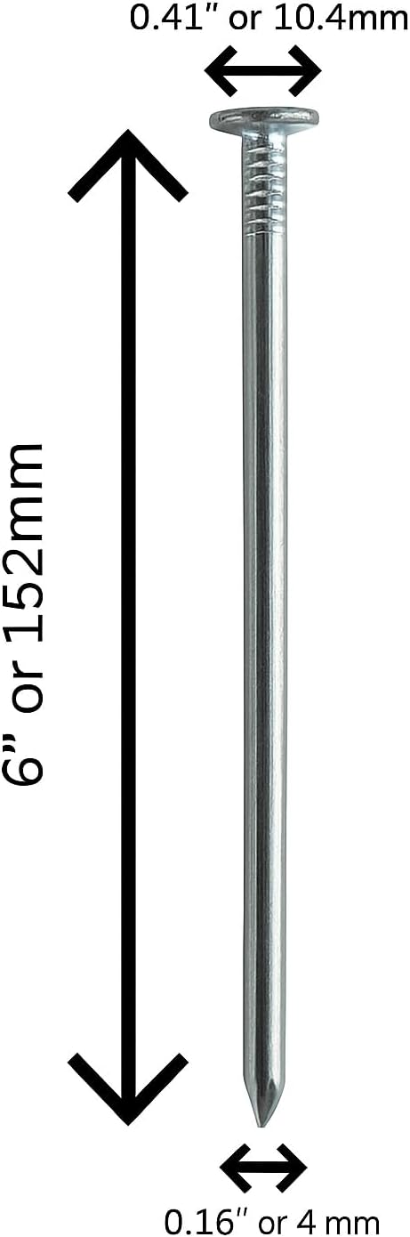 Turf Nails 6'' Galvanized - 140 Pack, Heavy-Duty Fasteners for Synthetic Grass, Landscaping, and