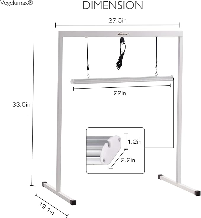 50Watt 2 Feet LED Grow Light Lamp Stand Rack with White Light Full Spectrum CRI90+ for