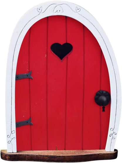 Red Streak Mini Fairy Garden Door for Tree, 3D Miniature Fairy Door for Fairytale Tiny House Doors