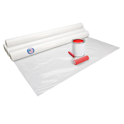 Plastic Sheeting 4 mil, 6' x 50' (300 sq.ft.), Pack of 4 - Thick Semi-Clear Plastic Sheeting for