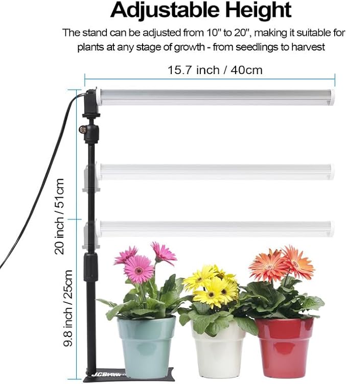 JCBritw Standing LED Grow Light，Adjustable T12 Bar Plant Light, White 6500K Full Spectrum Plant