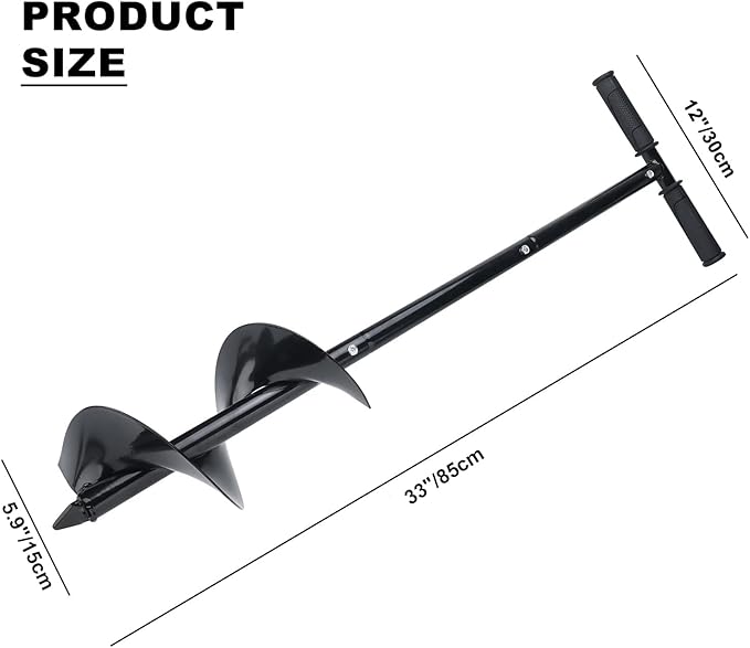 Garden Auger Drill Bit 5.9"x33", Large Hand Auger Drill for Planting, Post Hole Digger Manual Auger