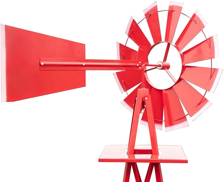 8FT Windmill for Yard Garden Decoration with Weather Vanes，Heavy Duty Outdoor Wind Mills, Large