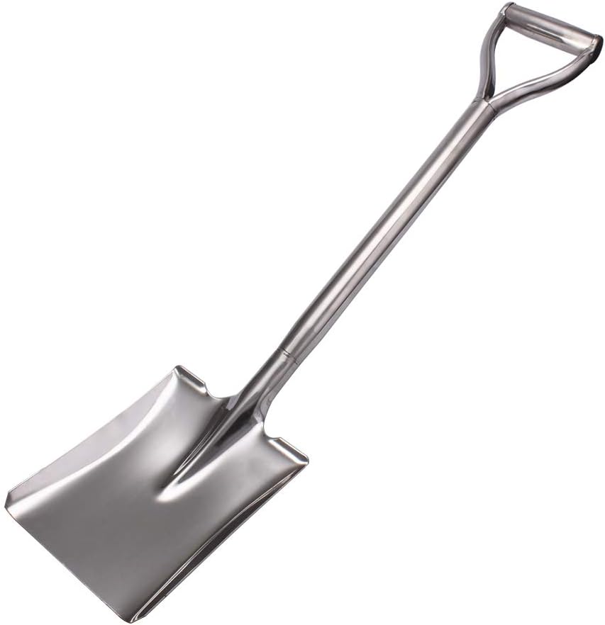 31.5 Inch Flat Head Garden Shovel, D Handle Square Flat Spade Shovel for Gardening, All Stainless